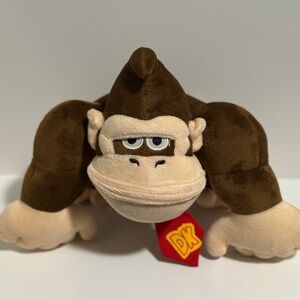 Nintendo Donkey Kong Plush - Brown and Cream with Red DK Tie